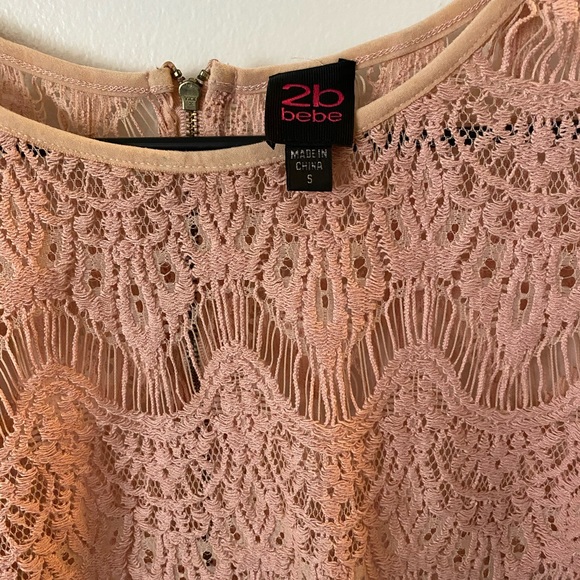 Bebe Crochet Crop Top -Dusty Rose Color - Picture 2 of 4